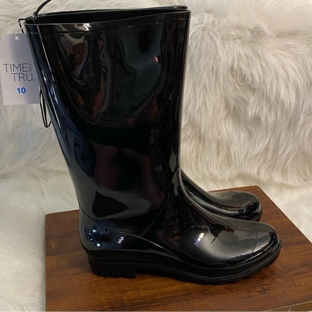 Time And True Black Boots Women’s Size‎ 10 Easy On/Off Water Chore Outdoors New